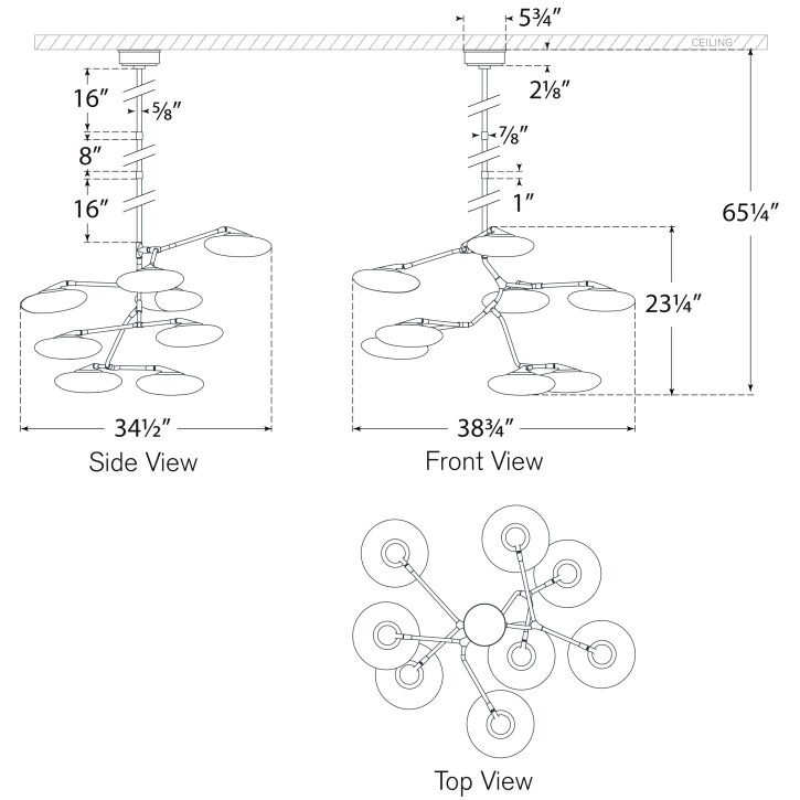 Brindille XL Entry Chandelier Suspension Dimensions