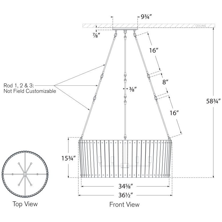 Cadence Large Chandelier Suspension Dimensions