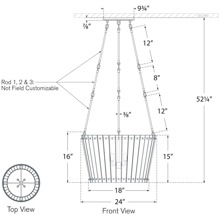 Cadence Medium Chandelier Suspension Dimensions