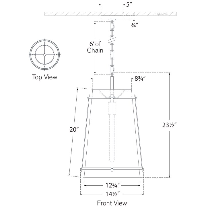 Callaway Medium Hanging Shade Suspension Dimensions