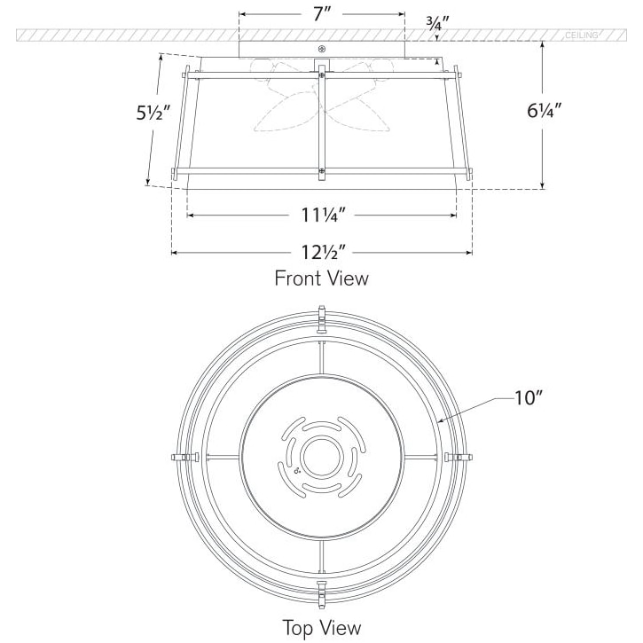 Callaway Small Flush Mount Ceiling Dimensions
