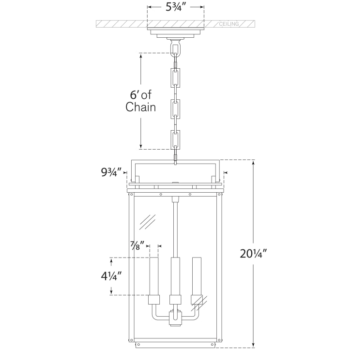 Cheshire Medium Hanging Lantern Outdoor Suspension Dimensions