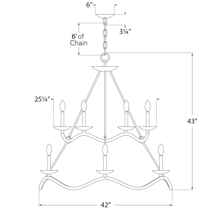 Choros Two-Tier Chandelier Suspension Dimensions