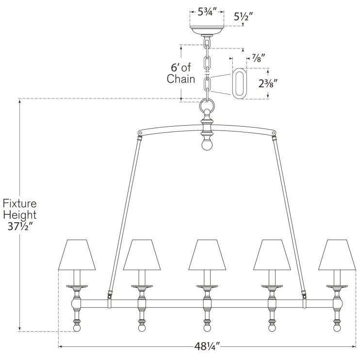 Classic Linear Chandelier Suspension Visual Comfort Signature 