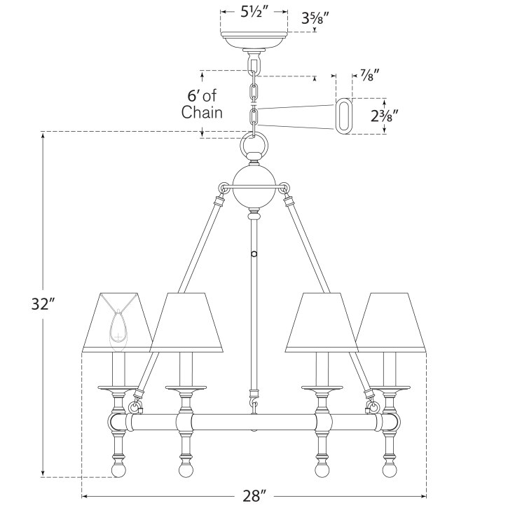Classic Mini Ring Chandelier Suspension Dimensions