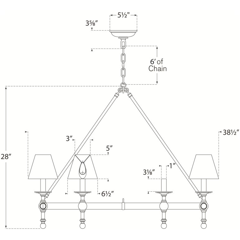 Classic Ring Chandelier Suspension Dimensions