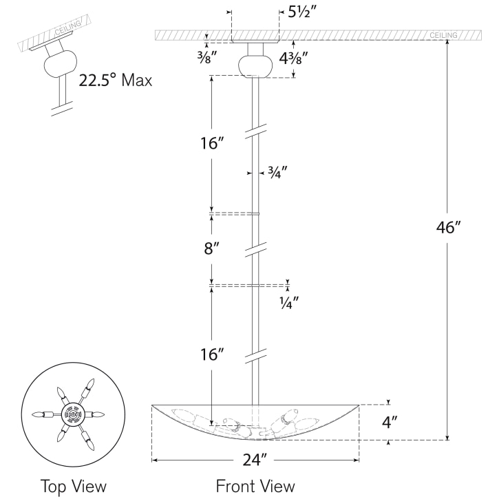 Comtesse Uplight Chandelier Suspension Dimensions