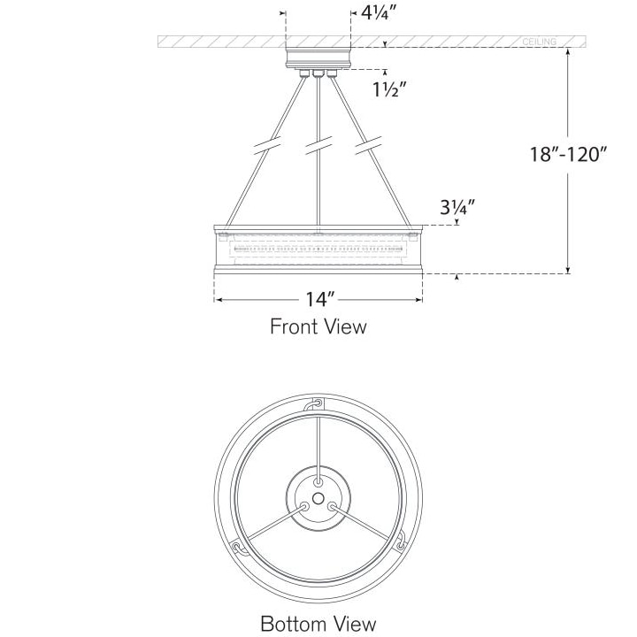 Connery Medium Ring Pendant Suspension Dimensions