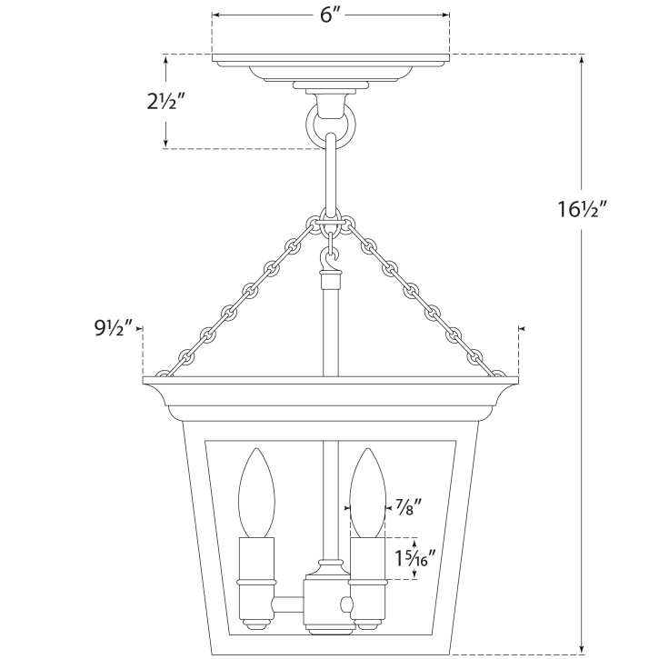 Cornice Semi-Flush Lantern Ceiling Dimensions