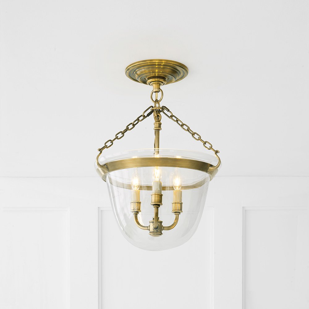 Country Semi-Flush Bell Jar Lantern Ceiling