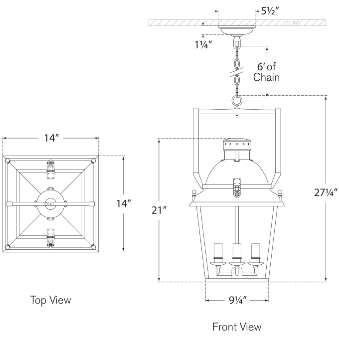 Coventry Lantern Suspension Dimensions