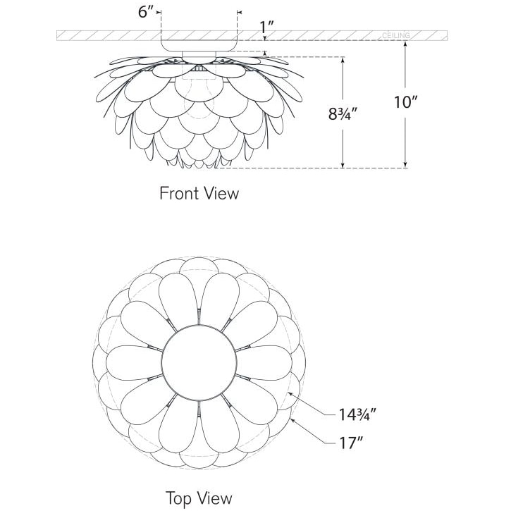 Cynara Flush Mount Ceiling Dimensions