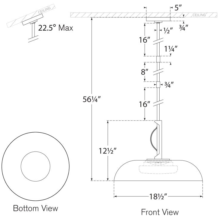 Cyrus 19in Pendant Suspension Dimensions