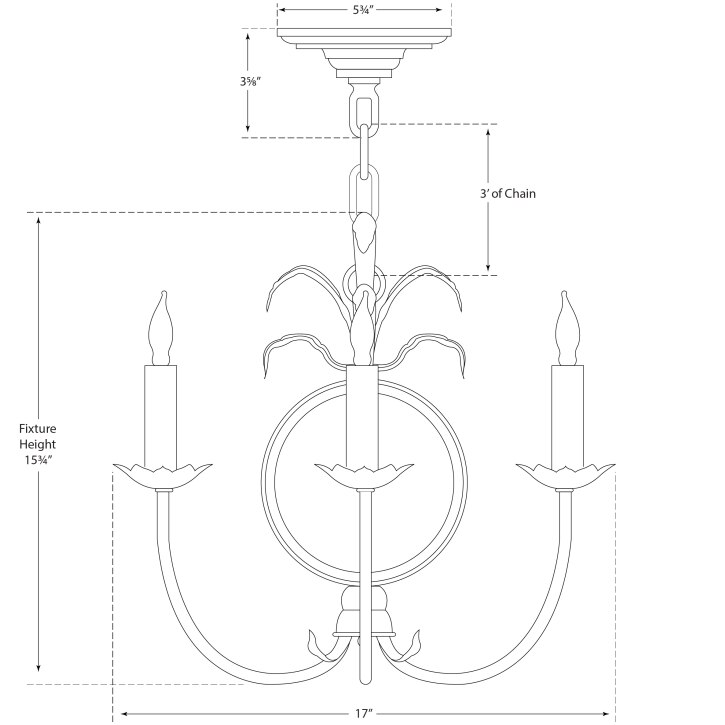 Gramercy Mini Chandelier Ceiling/Suspension Dimensions