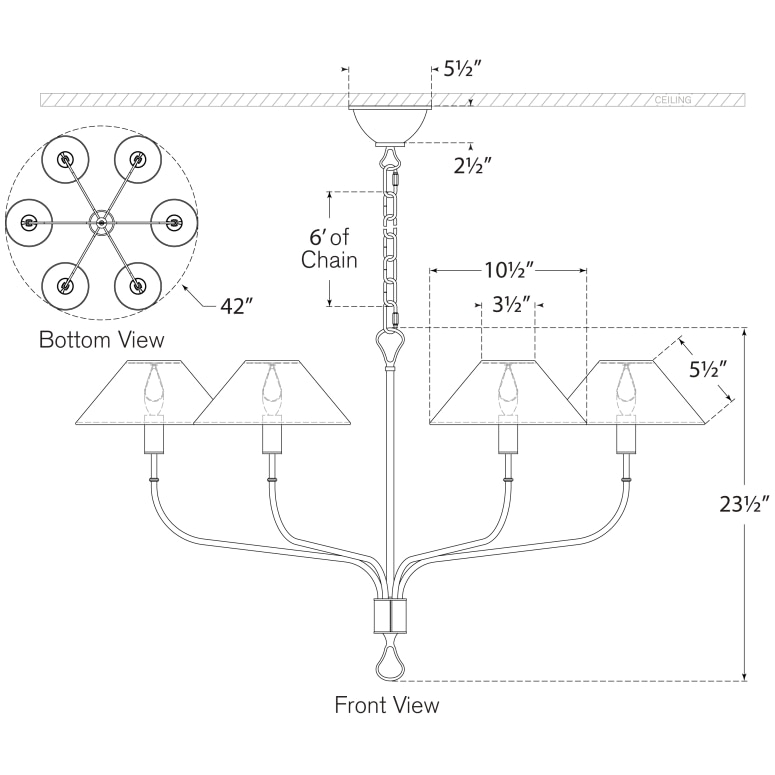 Griffin Extra Large Tail Chandelier Suspension Dimensions