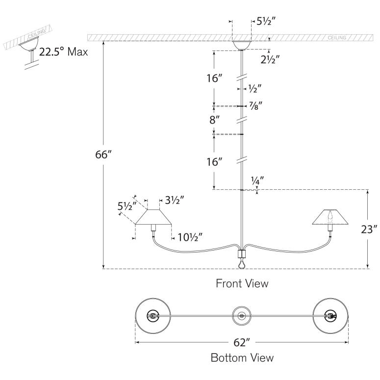 Griffin Grande Linear Chandelier Suspension Dimensions