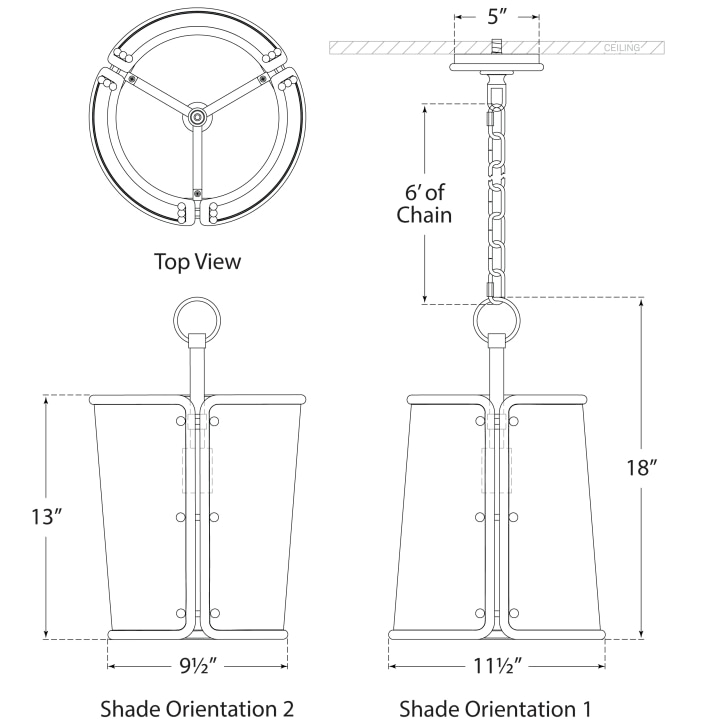 Hastings Pendant Suspension Dimensions