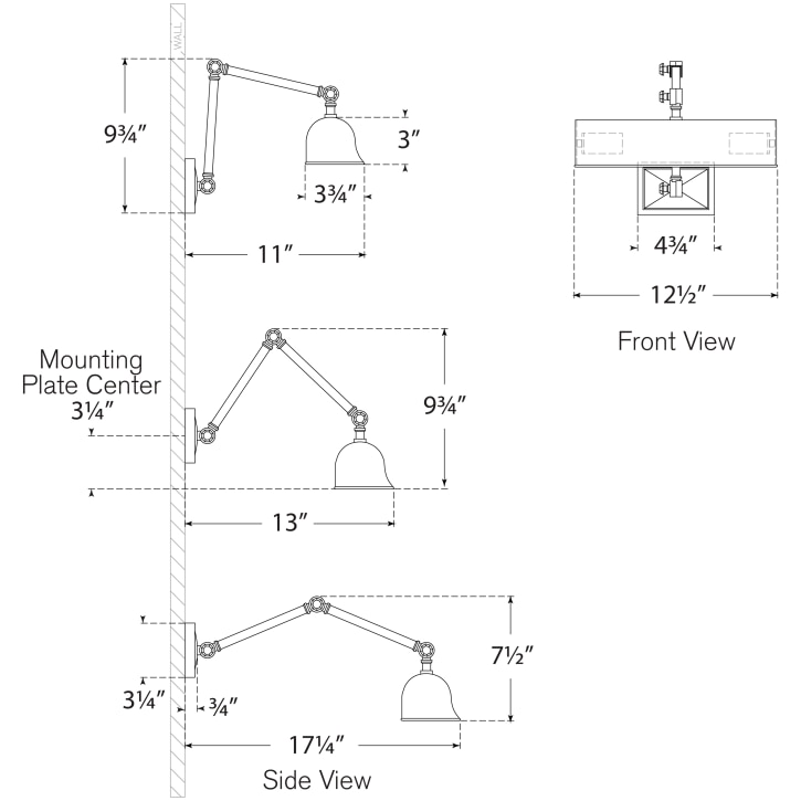Jane Double Library Picture Light Wall Dimensions