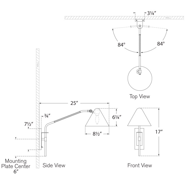 Laken Medium Articulating Wall Dimensions