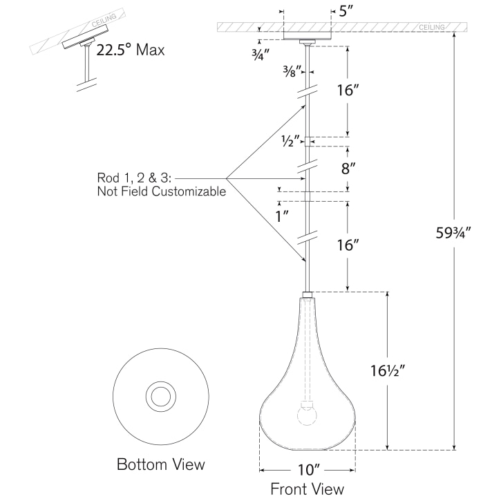 Lomme Small Pendant Suspension Dimensions