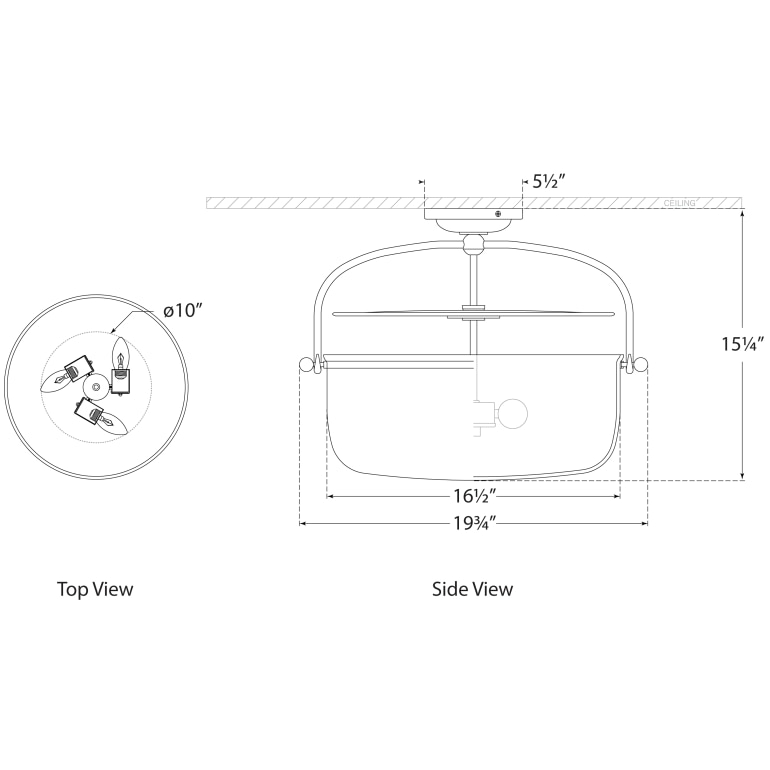 Lorford Semi-Flush Lantern Ceiling Dimensions