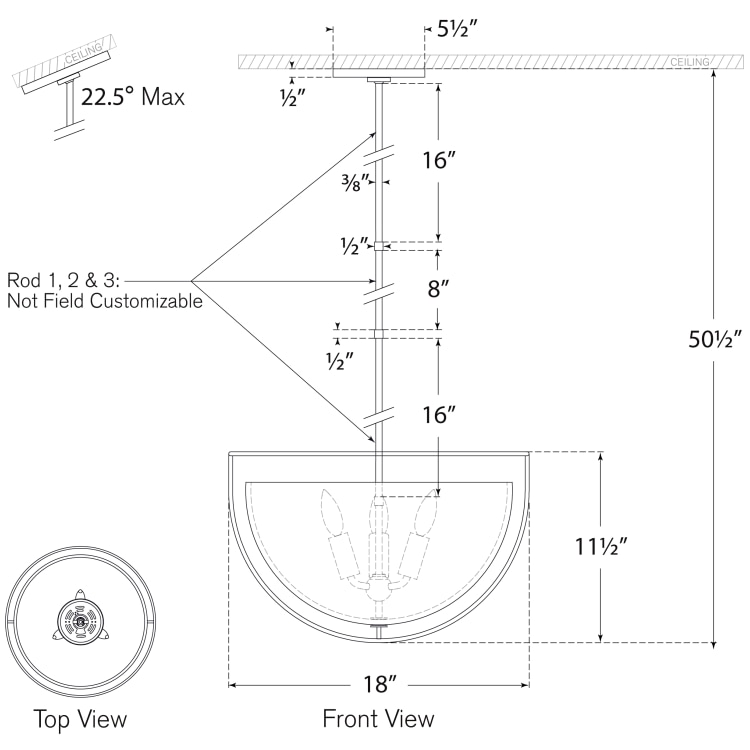 Odeon Large Pendant Suspension Dimensions