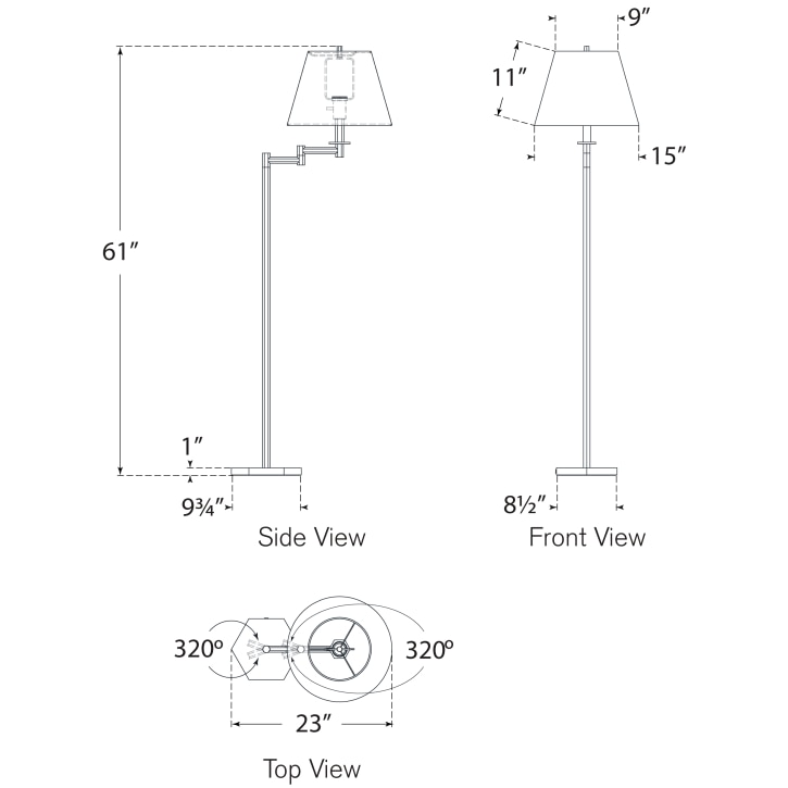 Olivier Large Swing Arm Floor Dimensions
