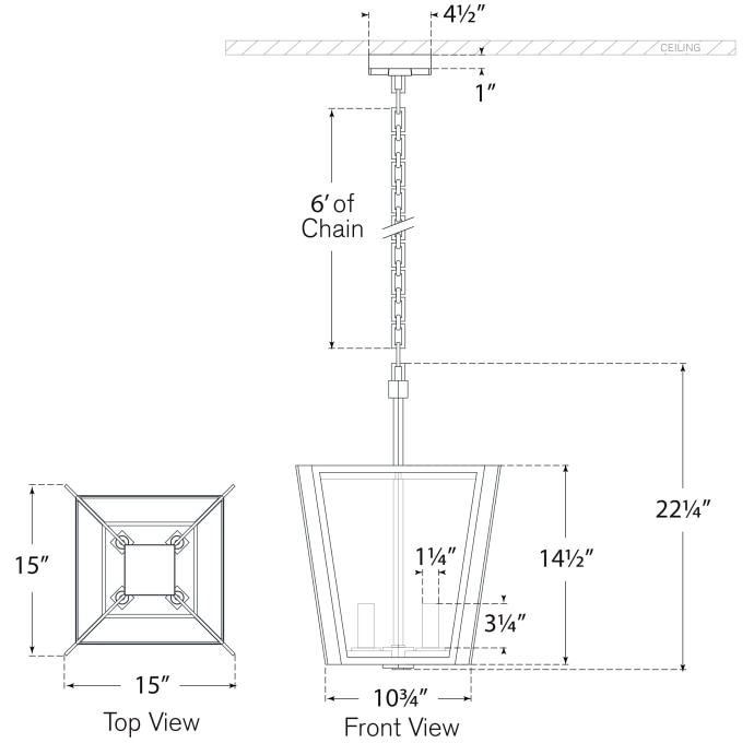 Palais Lantern Suspension Dimensions