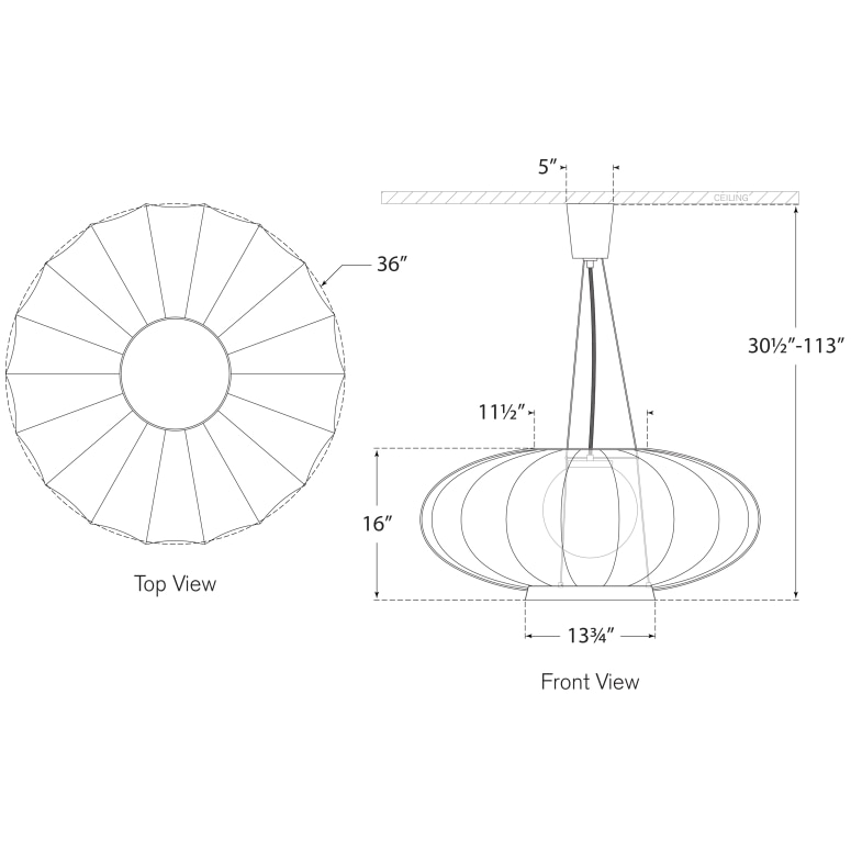 Paper Moon Large Hanging Shade Suspension Dimensions