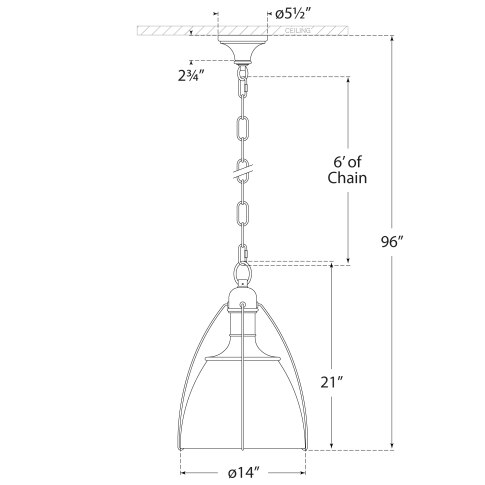 Prestwick Pendant Suspension Dimensions