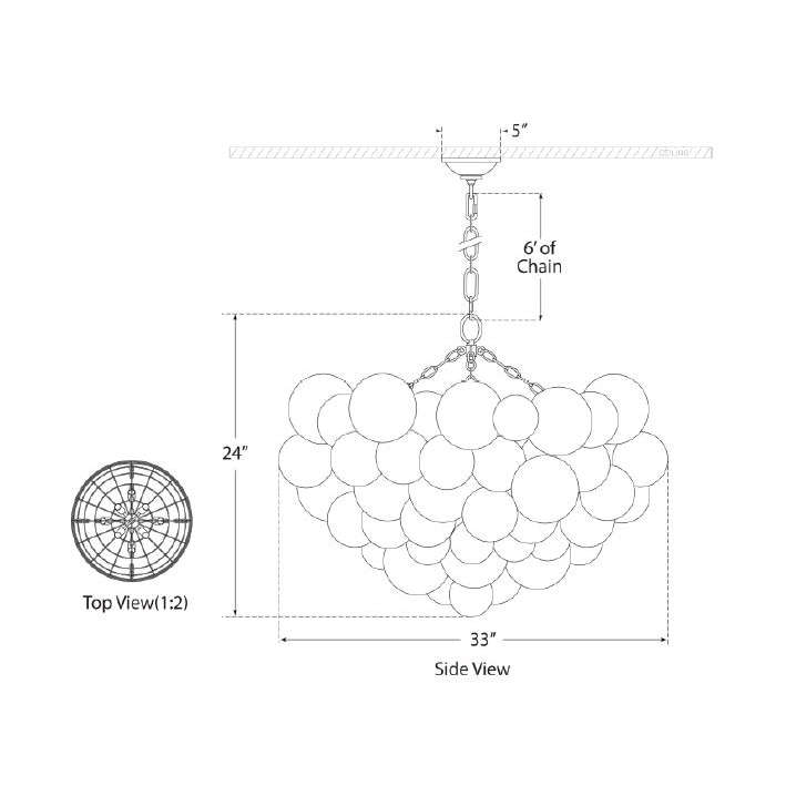 Talia Large Chandelier Suspension Dimensions