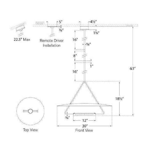 Teline 30in Round Chandelier Suspension Dimensions