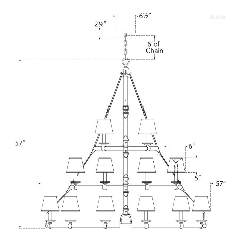 Westbury Triple Tier Chandelier Suspension Dimensions