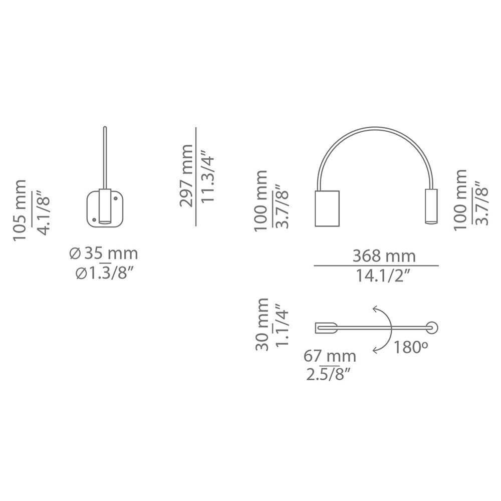 Volta A-3530/3531-W Wall Dimensions