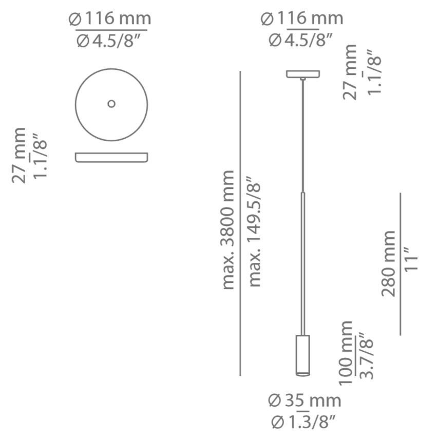 Volta T-3534-W Suspension Dimensions